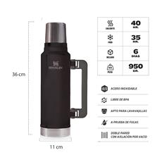 Termo Stanley Clasico Asa Plegable 1.4Lts Negro