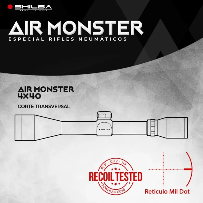 MIRA SHILBA AIR MONSTER 4X40 MIL DOT - Imagen 3