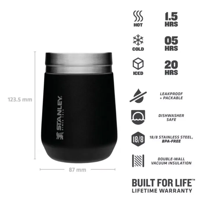 VASO STANLEY EVERYDAY CON TAPA 295ML NEGRO - Imagen 2