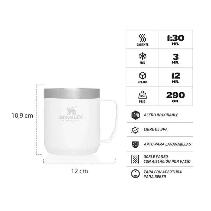 TAZA TERMICA STANLEY CAMP MUG 354ML POLAR - Imagen 2