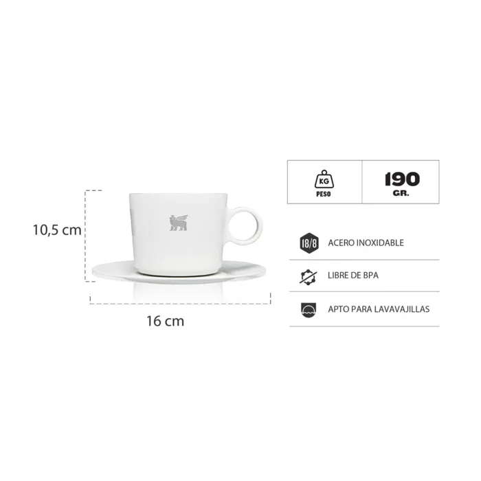 TAZA STANLEY DAYBREAK CUP + PLATO 192ML PALE STONE - Imagen 3
