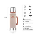 TERMO STANLEY CLASICO CON TAPON CEBADOR 950ML ROSA - Imagen 2