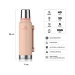 TERMO STANLEY CLASICO ASA PLEGABLE 1.4LT ROSA - Imagen 2