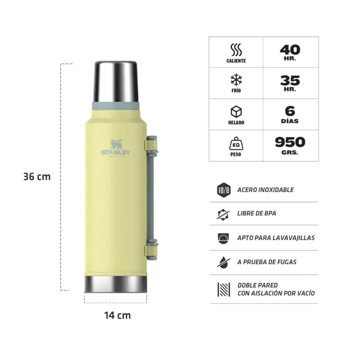 TERMO STANLEY CLASICO ASA PLEGABLE 1.4LT POMELO - Imagen 3