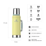 TERMO STANLEY CLASICO CON MANIJA Y TAPON CEBADOR 950ML POMELO - Imagen 2