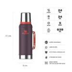 TERMO STANLEY CLASICO CON MANIJA Y TAPON CEBADOR 950ML PLUM - Imagen 2