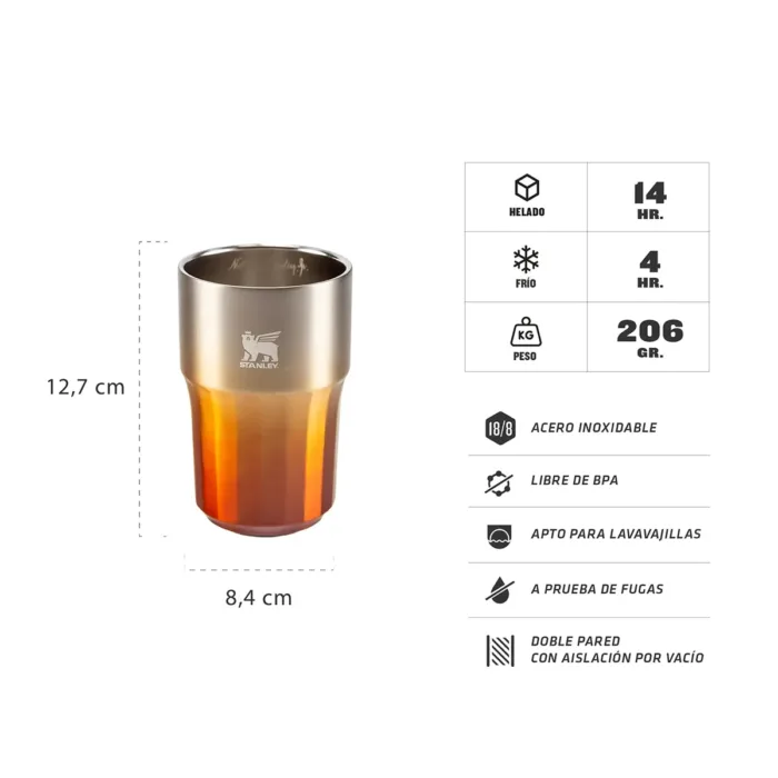 VASO DE CERVEZA STANLEY GOLDEN HOUR 408ML AMBER HAZE - Imagen 3
