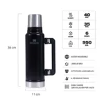 TERMO STANLEY CLASICO ASA PLEGABLE 1.4LT NEGRO 2 - Imagen 3