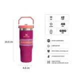 BOTELLA TERMICA STANLEY FLIP STRAW 887ML FUCSIA