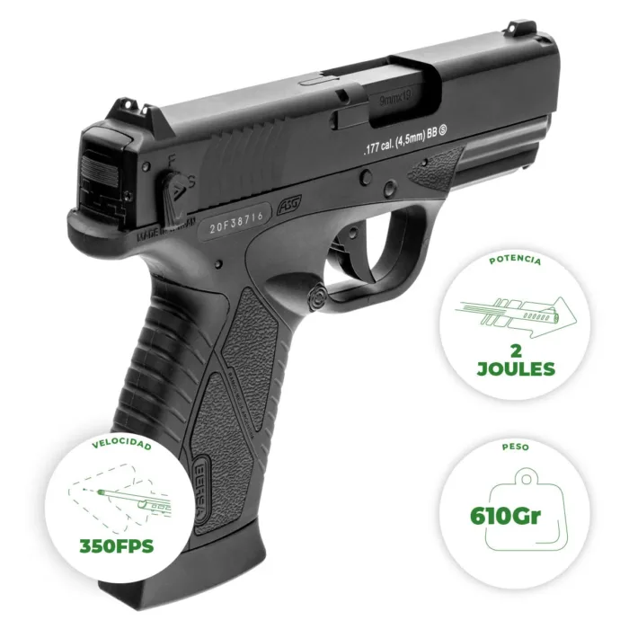 PISTOLA ASG Co2 BERSA BP9CC GBB 4.5MM 17301 - Imagen 2