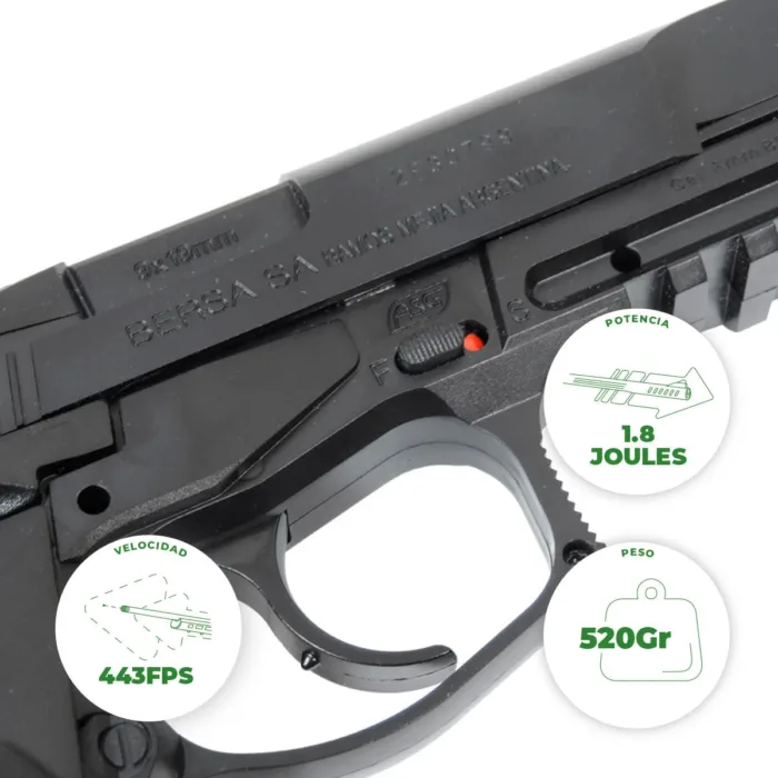 PISTOLA ASG Co2 ASOFT BERSA THUND 6MM 17309 - Imagen 4