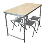 MESA PLEGABLE SPINIT ALU+MAD CLARA C/4 BANCOS ACERO - Imagen 2