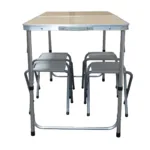 MESA PLEGABLE SPINIT ALU+MAD CLARA C/4 BANCOS ACERO - Imagen 3
