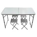 MESA PLEGABLE SPINIT ALU+GRIS PLATA C/4 BANCOS ACERO