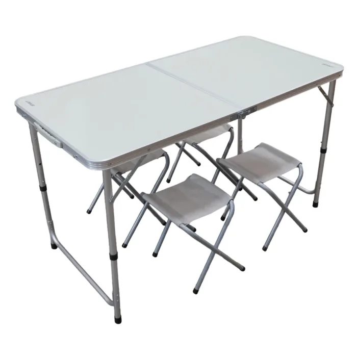 MESA PLEGABLE SPINIT ALU+GRIS PLATA C/4 BANCOS ACERO - Imagen 2