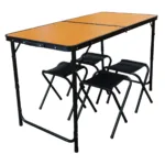 MESA PLEGABLE SPINIT ALU NEGRO+BAMBOO C/4 BANCOS ACERO - Imagen 2