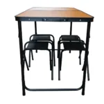 MESA PLEGABLE SPINIT ALU NEGRO+BAMBOO C/4 BANCOS ACERO - Imagen 3