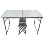 MESA CAMPING SPINIT ALU+GRIS PLATA C/2 BANCOS ALU