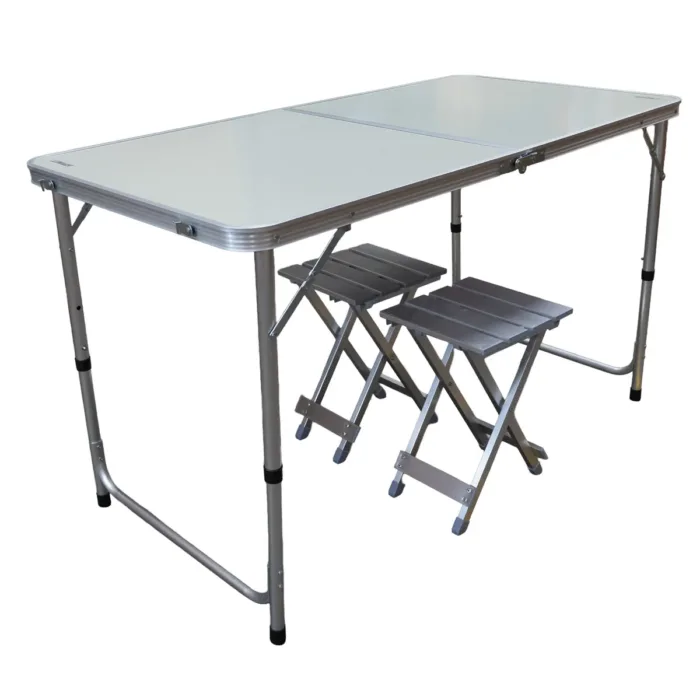 MESA CAMPING SPINIT ALU+GRIS PLATA C/2 BANCOS ALU - Imagen 2