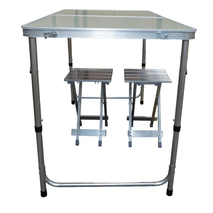 MESA CAMPING SPINIT ALU+GRIS PLATA C/2 BANCOS ALU - Imagen 3