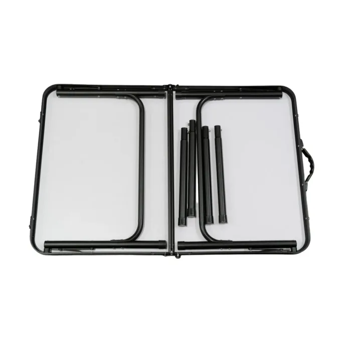 Mesa plegable de aluminio alto regulable camping Negro/Bambú 90X60X40-70 cm - Imagen 8