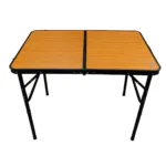 Mesa plegable de aluminio alto regulable camping Negro/Bambú 90X60X40-70 cm
