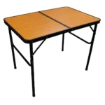 Mesa plegable de aluminio alto regulable camping Negro/Bambú 90X60X40-70 cm - Imagen 2