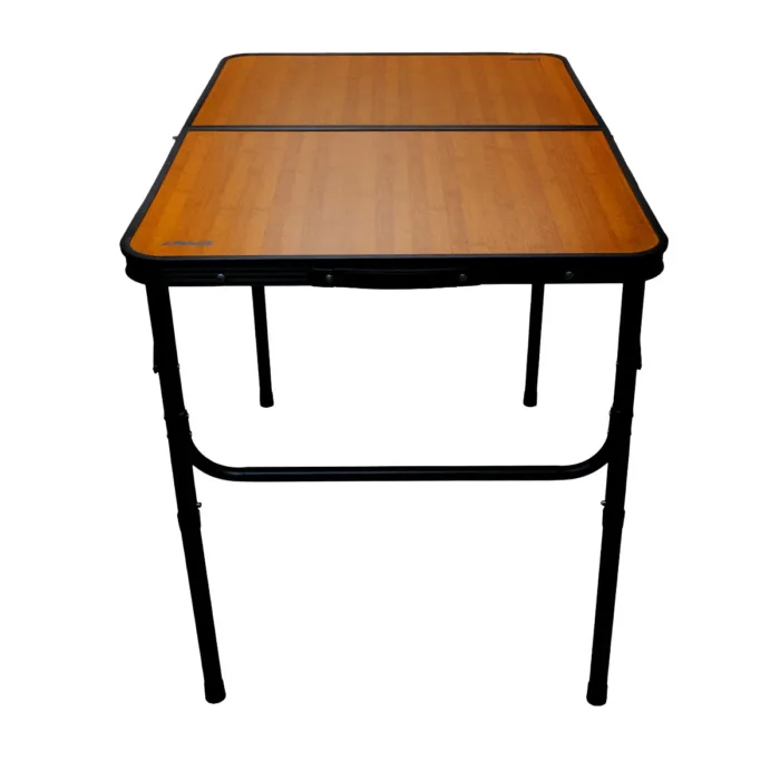 Mesa plegable de aluminio alto regulable camping Negro/Bambú 90X60X40-70 cm - Imagen 3