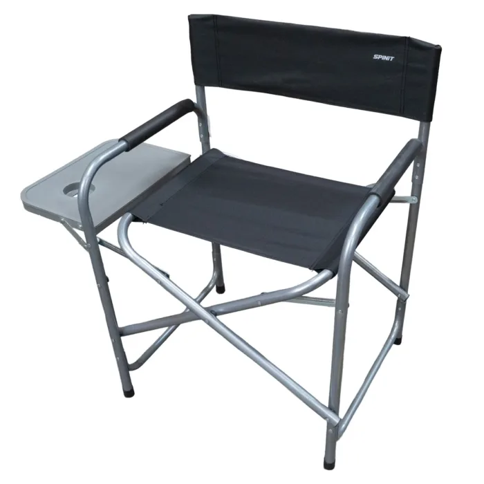SILLON DIRECTOR SPINIT PLEGABLE ACERO NEGRO C/BANDEJA - Imagen 2