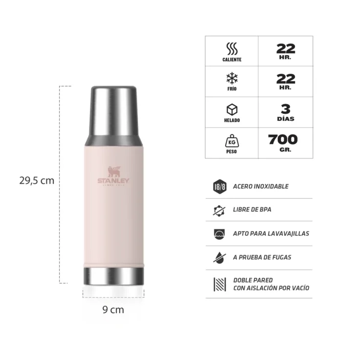 TERMO STANLEY MATE SYSTEM 800ML ROSE QUARTZ - Imagen 3