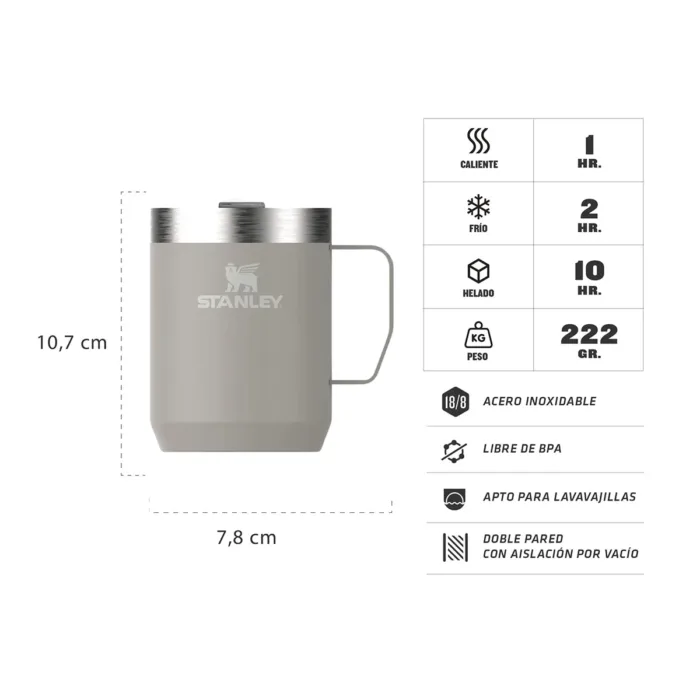 TAZA TERMICA STANLEY CAMP MUG 236ML ASH - Imagen 2