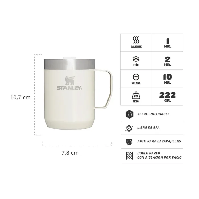 TAZA TERMICA STANLEY CAMP MUG 236ML CREAM GLOSS - Imagen 4