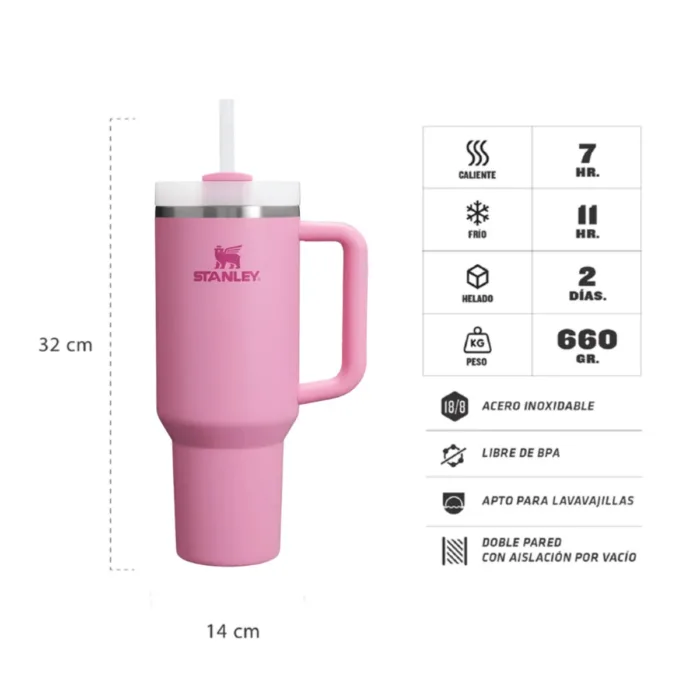VASO STANLEY QUENCHER 2.0 FLOWSTATE 1.18L PEONY - Imagen 2