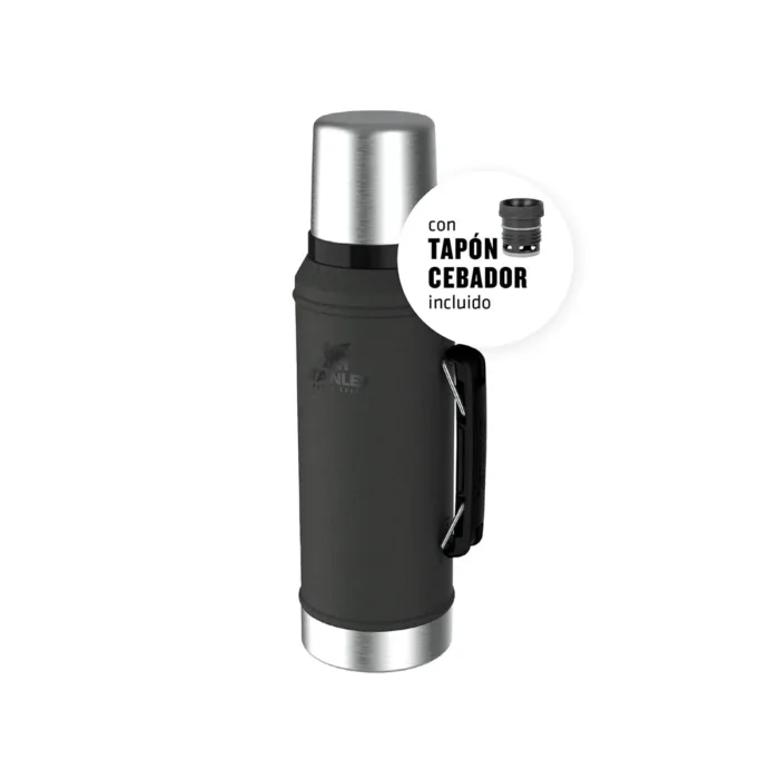 TERMO STANLEY CLASICO CON MANIJA Y TAPON CEBADOR 950ML NEGRO 2.0 - Imagen 3