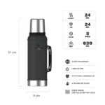 TERMO STANLEY CLASICO CON MANIJA Y TAPON CEBADOR 950ML NEGRO 2.0 - Imagen 2