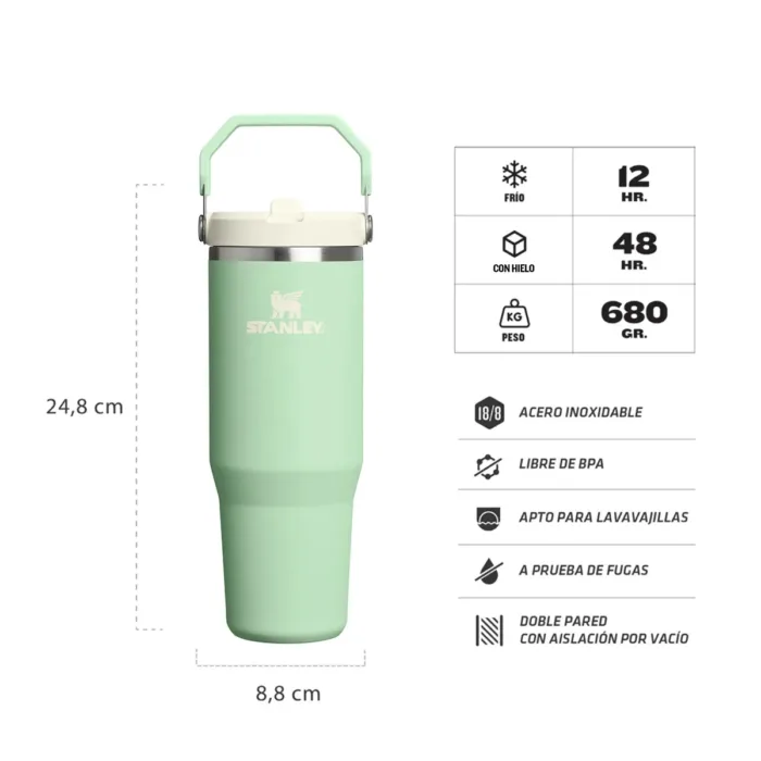 BOTELLA TERMICA STANLEY FLIP STRAW TUMBLER 2.0 887ML PISTACHO - Imagen 4