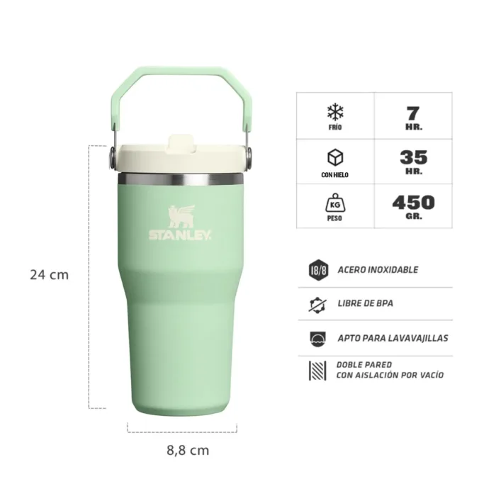 BOTELLA TERMICA STANLEY FLIP STRAW TUMBLER 2.0 591ML PISTACHO - Imagen 3