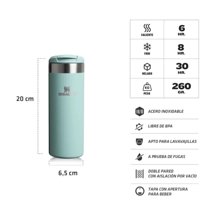 BOTELLA TERMICA STANLEY AEROLIGHT 473ML SEAFOM - Imagen 2