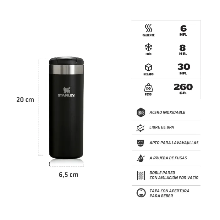 BOTELLA TERMICA STANLEY AEROLIGHT 473ML NEGRO 2.0 - Imagen 2