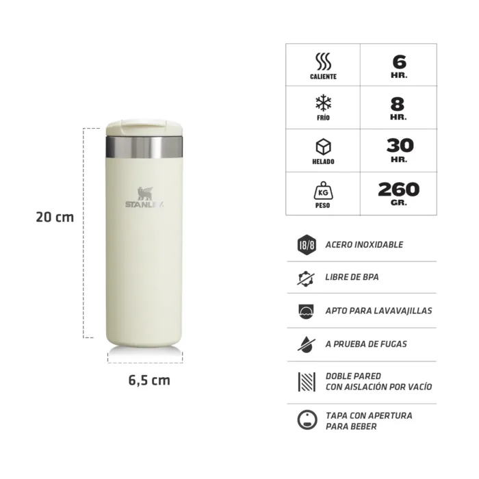 BOTELLA TERMICA STANLEY AEROLIGHT 473ML CREAM - Imagen 2