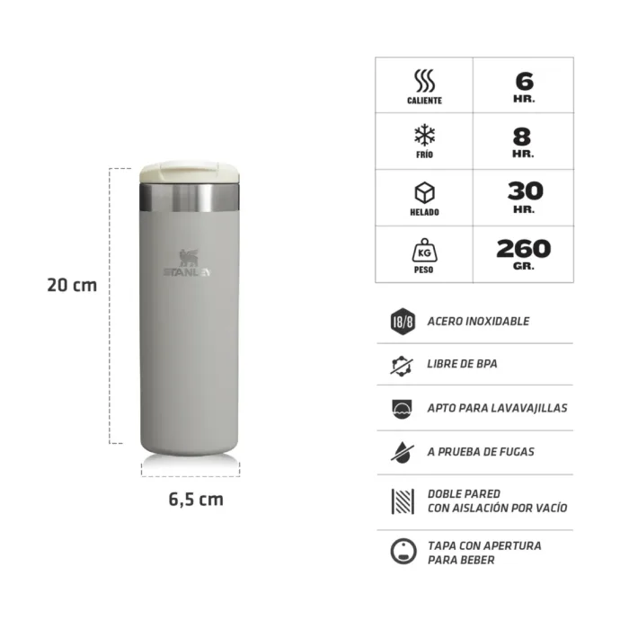 BOTELLA TERMICA STANLEY AEROLIGHT 473ML ASH - Imagen 2