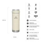 CAFETERA DE VIAJE STANLEY PRENSA FRANCESA 473ML CREAM GLOSS - Imagen 3