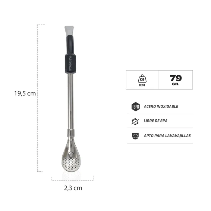 BOMBILLA STANLEY P/MATE STRAW SPOON NEGRA - Imagen 3