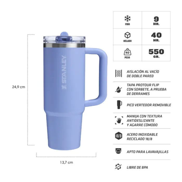 VASO STANLEY QUENCHER PROTOUR 887ML HYDRANGEA - Imagen 2