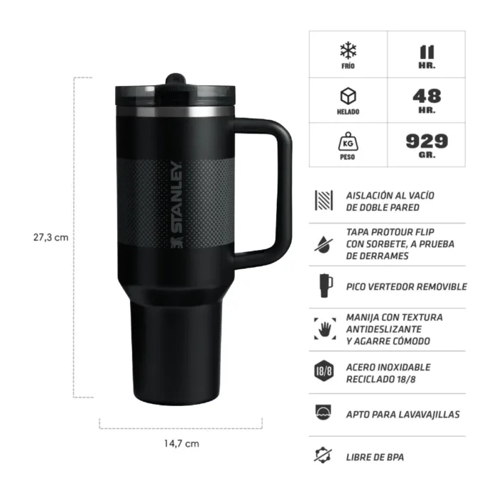 VASO STANLEY QUENCHER PROTOUR 1.18L NEGRO 2.0 FADE - Imagen 2