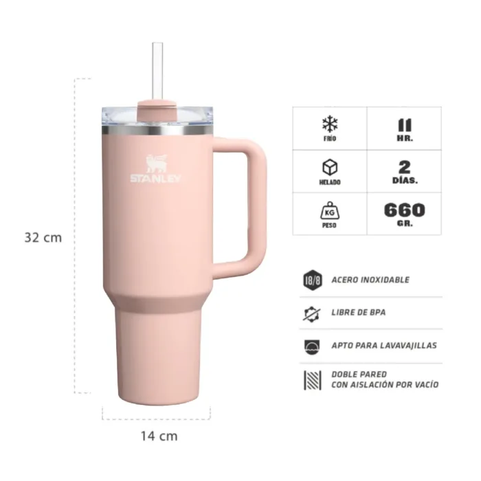 VASO STANLEY QUENCHER OASIS 1,18L PEACH W GLOSS - Imagen 2
