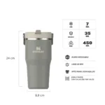 BOTELLA TERMICA STANLEY FLIP STRAW TUMBLER 2.0 591ML SAGE GREY - Imagen 2